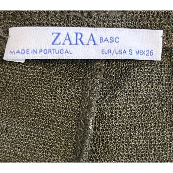 ZARA Olive Green Striped Stretch Knit Top + Pants 2 PC Suit Set - Portugal - Picture 6 of 14
